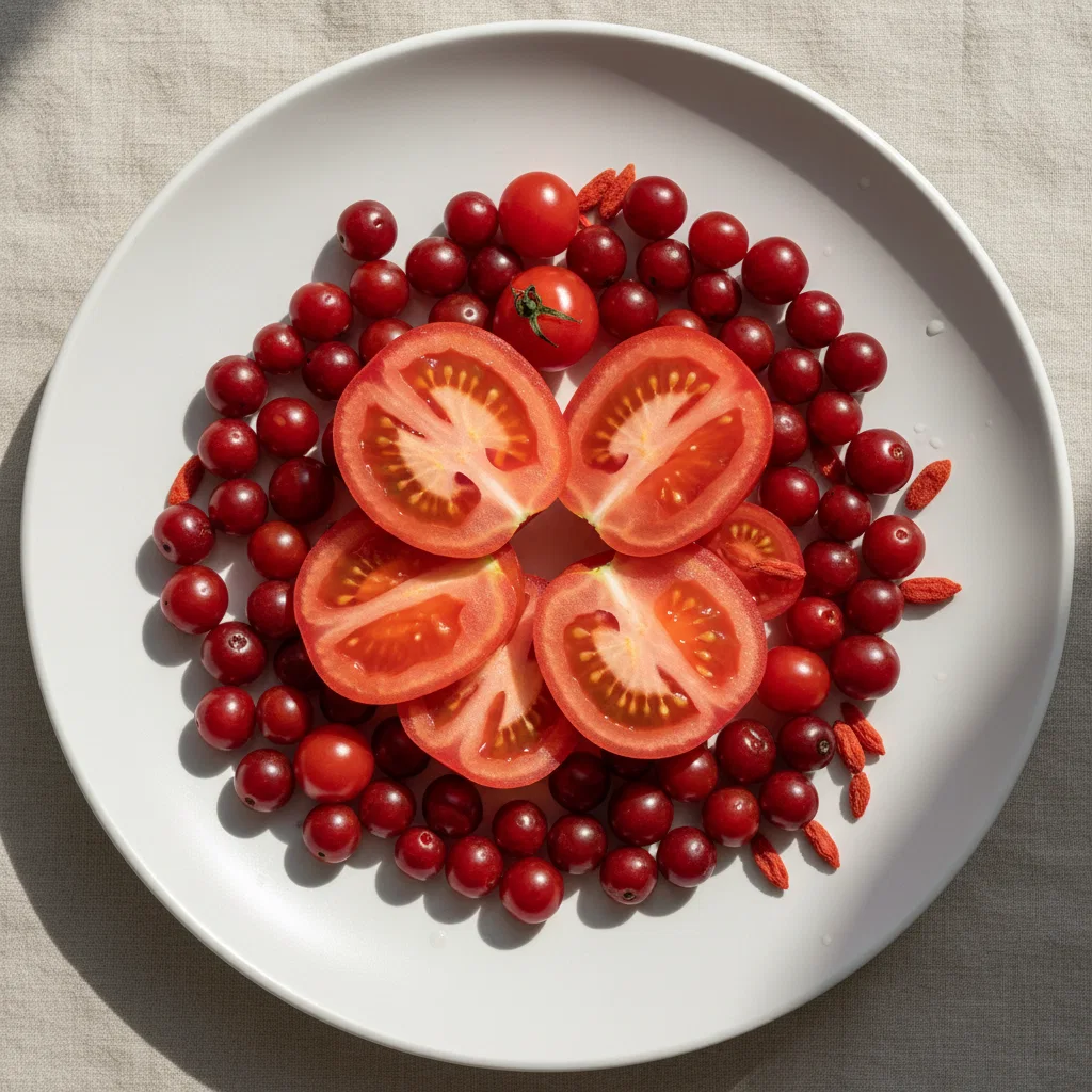 Halved ripe red tomatoes - lycopene source for men's wellness